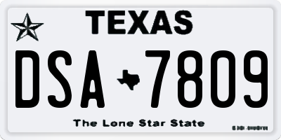 TX license plate DSA7809