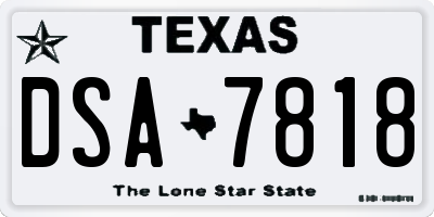 TX license plate DSA7818