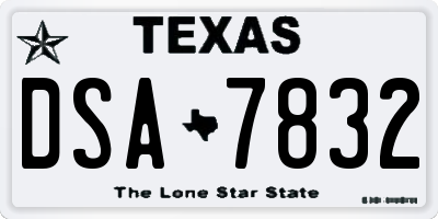 TX license plate DSA7832