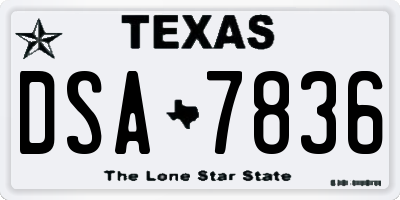 TX license plate DSA7836