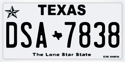 TX license plate DSA7838