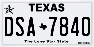 TX license plate DSA7840