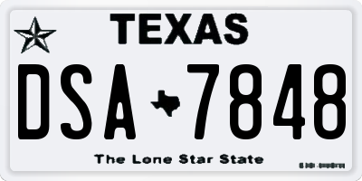 TX license plate DSA7848