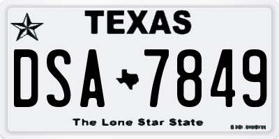 TX license plate DSA7849