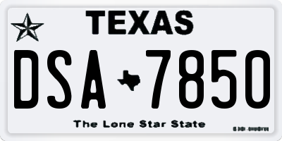 TX license plate DSA7850