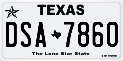 TX license plate DSA7860