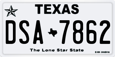 TX license plate DSA7862
