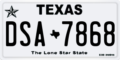 TX license plate DSA7868