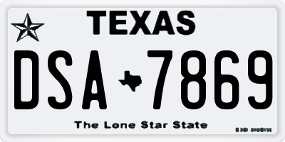 TX license plate DSA7869