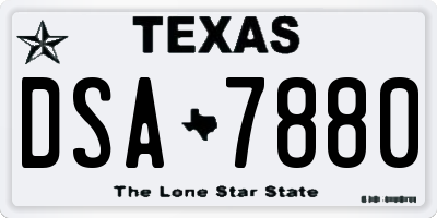 TX license plate DSA7880