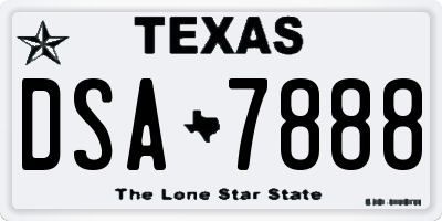 TX license plate DSA7888