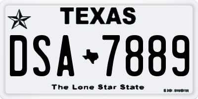 TX license plate DSA7889
