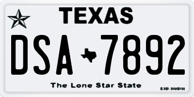 TX license plate DSA7892