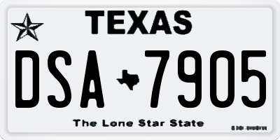 TX license plate DSA7905