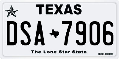 TX license plate DSA7906
