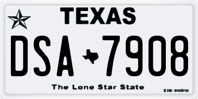 TX license plate DSA7908