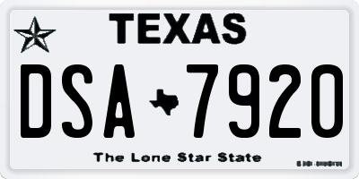 TX license plate DSA7920