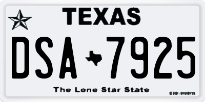 TX license plate DSA7925