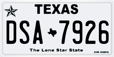 TX license plate DSA7926
