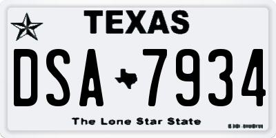 TX license plate DSA7934