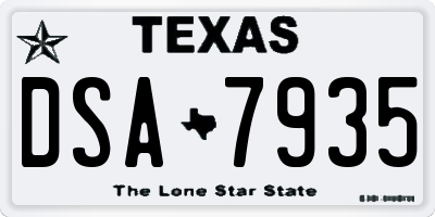 TX license plate DSA7935