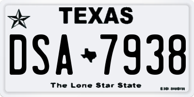 TX license plate DSA7938