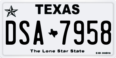 TX license plate DSA7958