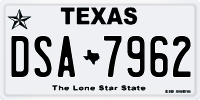 TX license plate DSA7962
