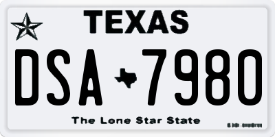 TX license plate DSA7980