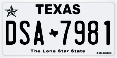 TX license plate DSA7981