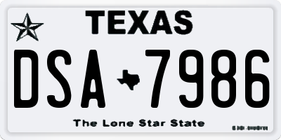 TX license plate DSA7986