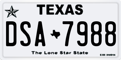 TX license plate DSA7988