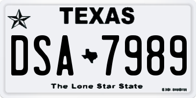 TX license plate DSA7989