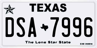 TX license plate DSA7996