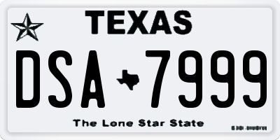 TX license plate DSA7999