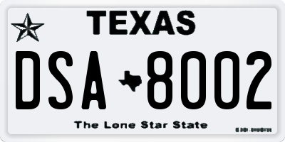 TX license plate DSA8002