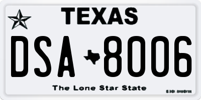 TX license plate DSA8006