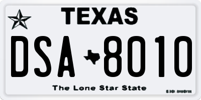 TX license plate DSA8010
