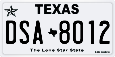 TX license plate DSA8012