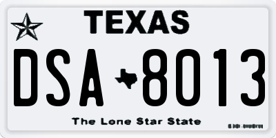 TX license plate DSA8013