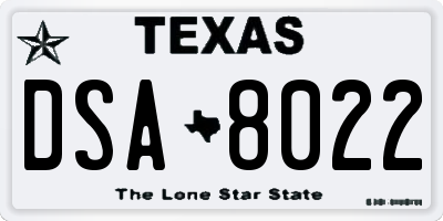TX license plate DSA8022