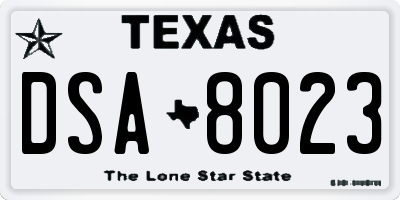 TX license plate DSA8023