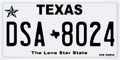TX license plate DSA8024