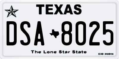 TX license plate DSA8025