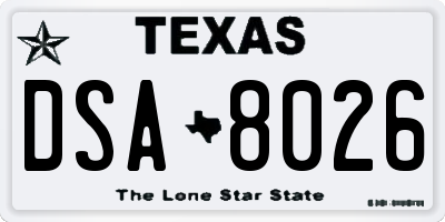 TX license plate DSA8026