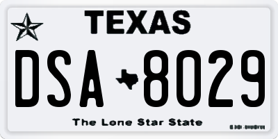 TX license plate DSA8029