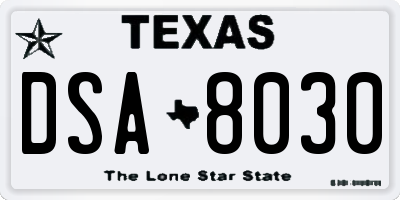 TX license plate DSA8030