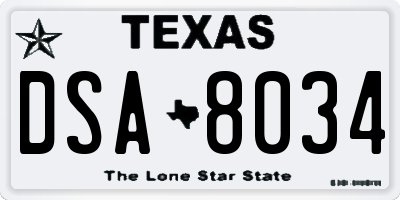 TX license plate DSA8034