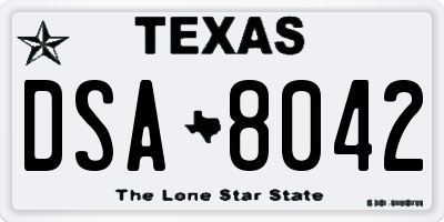 TX license plate DSA8042