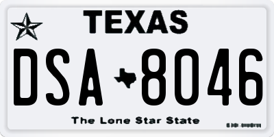 TX license plate DSA8046